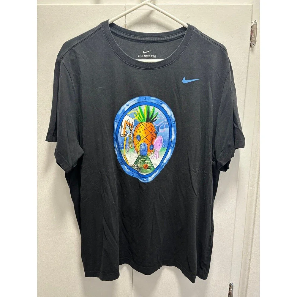 Nike Kyrie Irving x Spongebob Dri-Fit T-Shirt Mens Size XL Black Graphic Tee